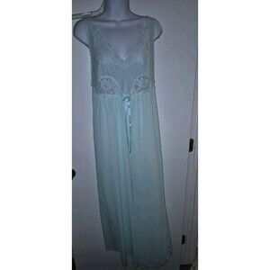 Lorraine Nightgown Small Sea Foam Lace Satin Bridal Sleepwear USA Vintage
